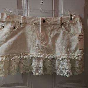 New Acid Blue White Denim & Lace Skirt Juniors 11